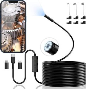 Endoscope Inspection Camera, Ennovor 1920 HD Flexible Rigid Snake Camera, 8 LED Lights No WiFi Snake Camera Waterproof IP67 Tube Sink Pipe Drain Camera for Android iOS Tablet Samsung (16.4 ft/ 5m)