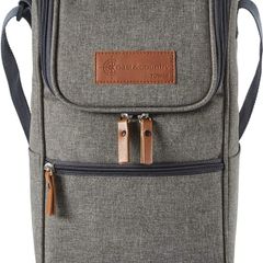 Coast & Country CC879028 2 Wine Cooler Bag with Bottle Opener, PEVA-Insulated, Adjustable Carry Strap, Green and Tan