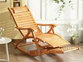 Heavy Duty Bamboo Rocking Chair Adjustable Lounge Recliner Leisure Living Room