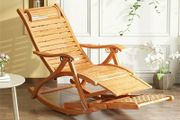 Heavy Duty Bamboo Rocking Chair Adjustable Lounge Recliner Leisure Living Room