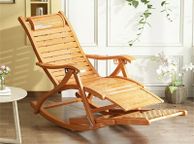 main image for ad Heavy Duty Bamboo Rocking Chair Adjustable Lounge Recliner Leisure Living Room