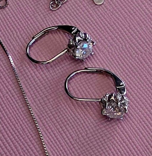 Sterling Silver 1/2 carat each, Moissanite drop earrings and pendant necklace set New