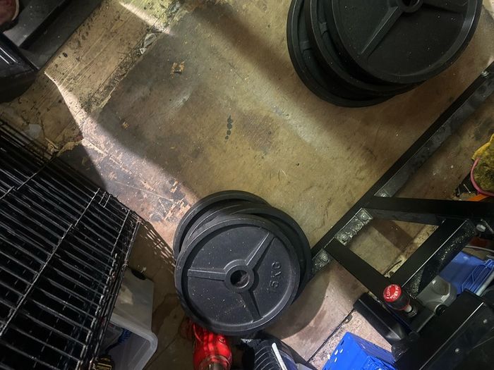 Olympic weights and rack