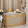 Shoe Storage Bench with Cushion, Bench with Storage Cabinet 2 Tier Entryway Rack with Adjustable Shelf & Linen Seat Cushion,Adjustable Shoe Organizer Cabinet (50cm Image 2