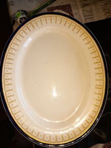 Large Antique Wedgewood Platter, Porcelain Oval Serving Platter Plate Cobalt Blue And Gold
