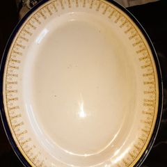 Large Antique Wedgewood Platter, Porcelain Oval Serving Platter Plate Cobalt Blue And Gold