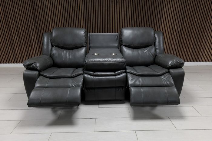 Valerie Light Grey & Dark Grey Leather Recliner Sofa Set