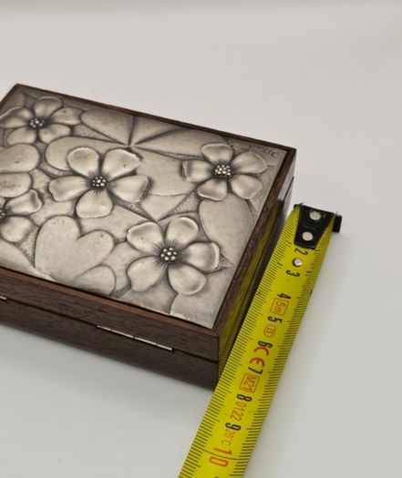 Italian Mid Century Modern Jatoba and Silver Plated Cigarette Box