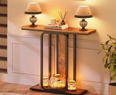 Console Table for Hallway Slim, Narrow Hallway Table, 2-Tier Industrial Sofa Table with Geometric-Styled Structure