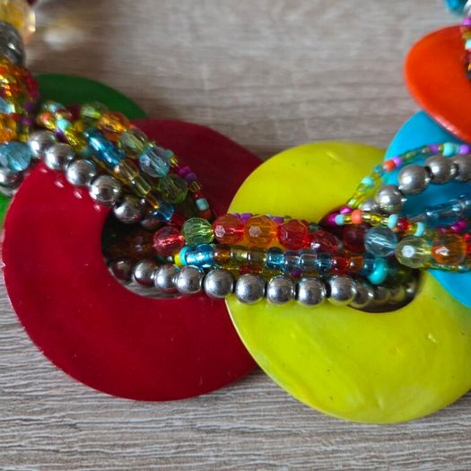 Bella Del Mar Colorful Mother of Pearl Shell Statement Necklace