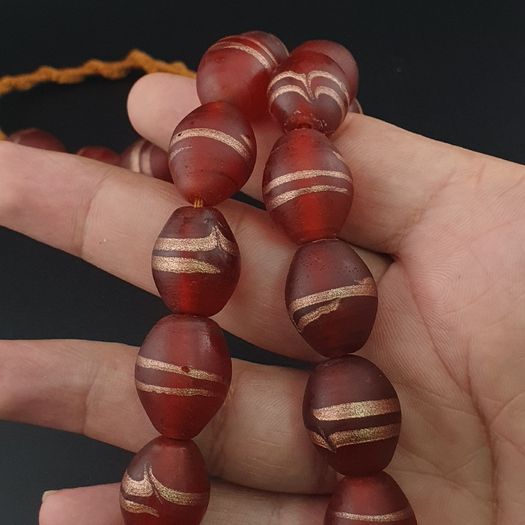 Vintage Venetian Style Aventurine Glass Beads Necklace Strand 18 inches