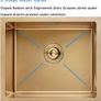 Stainless Steel Kitchen Sink, 50X45CM Small Sink, BoomHoze Undermount Single Bowl Outdoor Campervan with Silencer Pad, Drainer Fittings, Drop in Flushmount or Topmount Installation, Gold Image 7
