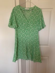 Green/white M&G patterned summer dress (M)