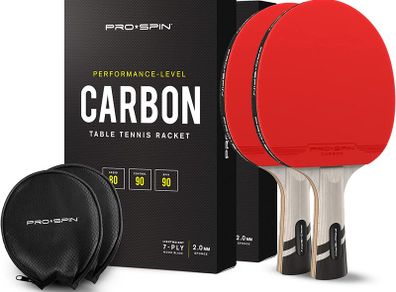 Table Tennis Bat With Pro Carbon Fibre Technology for Increased Control, Spin & Power | Performance-Level Ping Pong Bat | With Premium Rubber Protector