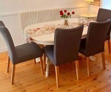 4 Dining Chairs grey fabric, like new