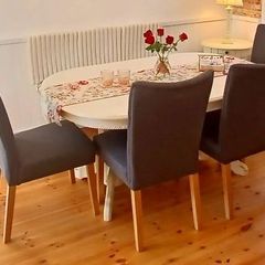 4 Dining Chairs grey fabric, like new