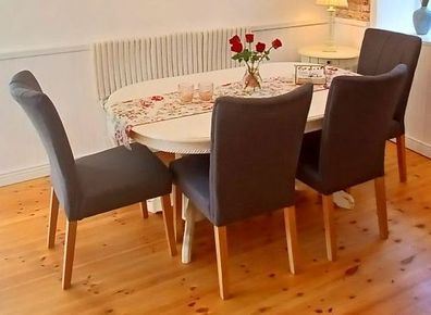 4 Dining Chairs grey fabric, like new