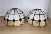 2 Tiffany style amber &amp; cream ceiling shades