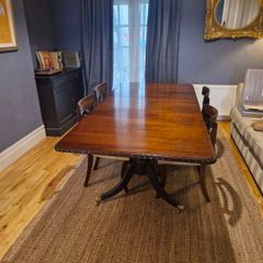 Mahogany Extendable Dining Table with Brass Castors