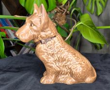 Sylvac Vintage Ceramic Terrier Dog Figurine Brown Glossy Collectible Decor