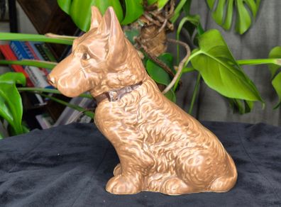 Sylvac Vintage Ceramic Terrier Dog Figurine Brown Glossy Collectible Decor