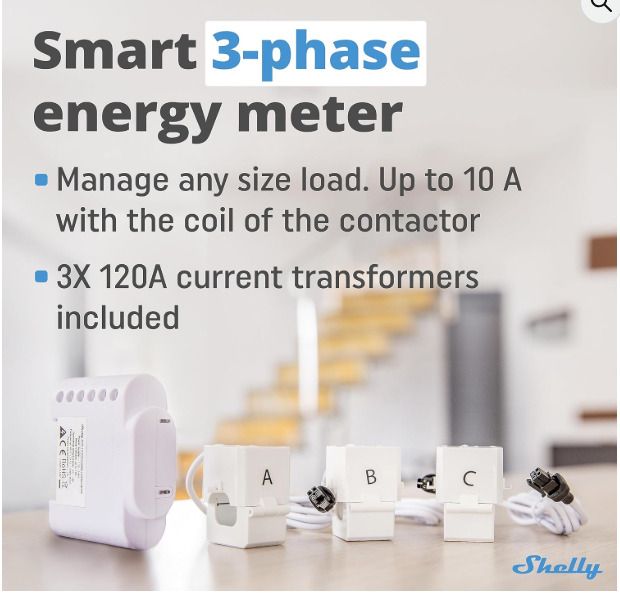 Shelly 3EM | WiFi 3 Channel Smart Energy Meter With Contractor Control