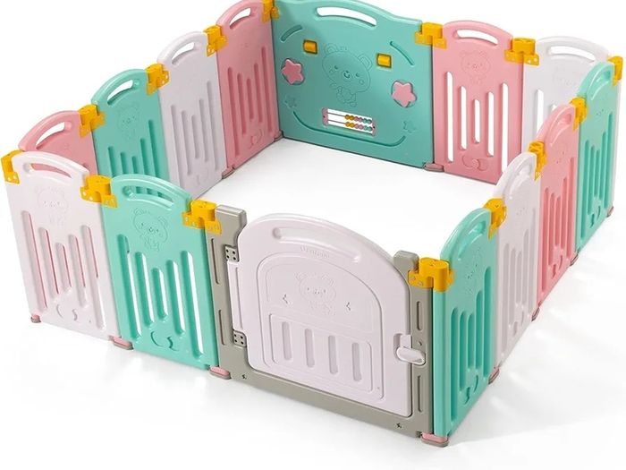 UANLAUO Foldable Baby Playpen Safety Play Yard for Toddler, Kids Activity Centre Indoor or Outdoor (14 Panel Multi)