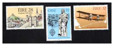 1994 Ireland Anniversaries; 800th of Drogheda. 150th death of Edmund Rice & 75th of Alcock and Brown's First Transatlantic Flight Commemorative Stamps Mint Never Hinged (MNH)