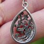 Vintage Sterling Silver 925 Bold, dramatic , silver, onyx, jasper necklace "NIGHT FIRE" 11,2g L-11" Image 5