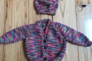 Hand Knit Baby Cardigan and Hat 0 to 3 months