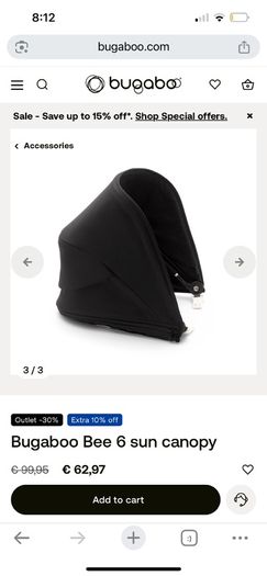 Bugaboo Bee 6 Sun Canopy
