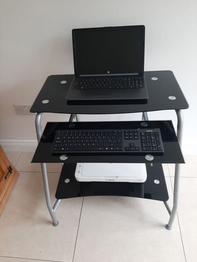 Black Glass Console Desk