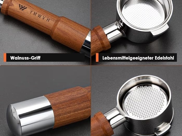 51mm Bottomless Portafilter for Delonghi Stilosa ECP3420/BCO430/EC260/155  YMWVH Espresso Portafilter 51mm 2 Ears with Puck Screen, Stainless Steel Basket, Rosewood Handle