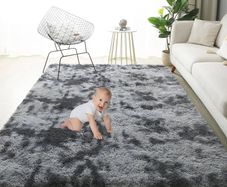 MULTIPLE COLOURS/SIZES AVAILABLE Super Soft Fluffy Area Rug Bedroom Living Room Shaggy Anti-Skid Comfortable Large Rugs Indoor Modern Home Decor Floor Carpet - Dark Grey 120x160