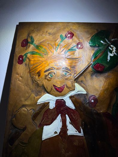 Large Vintage Mid Century 3D Copper Relief Wall Art Panel - J. Craig - Hobo Traveler Caricature