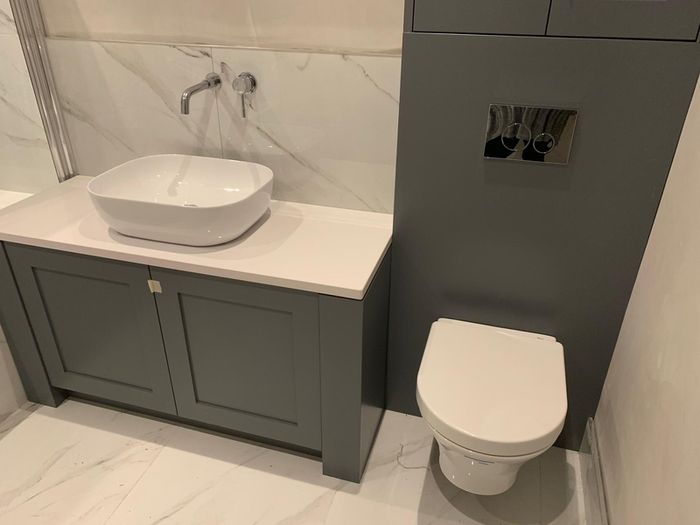 Vanity unit with white stone top