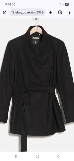 Ted Baker Rytaa Short Wrap Coat - Black - UK 12 - BNWT RRP 365