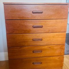Mid century 1960s teak 5 drawer chest