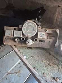 Vintage 1950s automotive dashboard instrument cluster.
