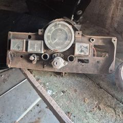 Vintage 1950s automotive dashboard instrument cluster.