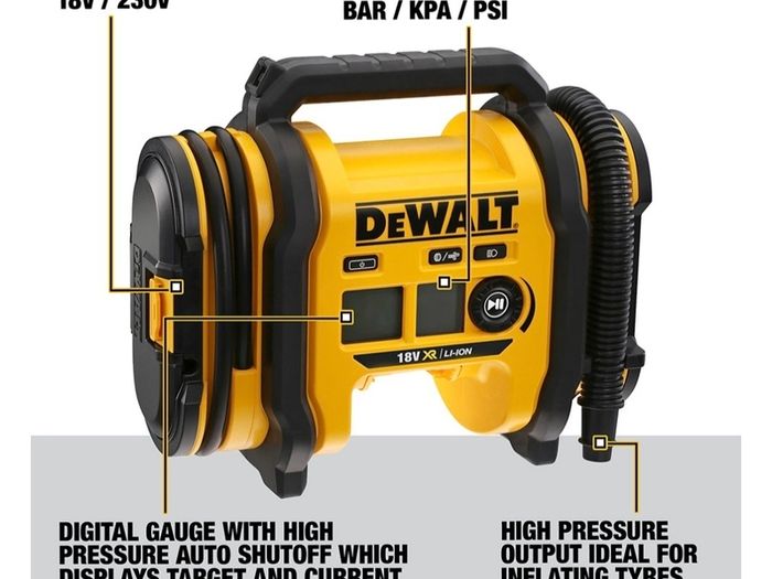 DeWALT 18V XR Cordless Brushless Triple Source Inflator Air Pump Compressor. DeWALT 18V XR Cordless Brushless Impact Wrench 1/2 Inch Drive. DeWalt 18V XR Cordless Brushless Compact Circular Saw.