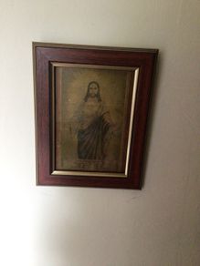 Vintage Sacred Heart framed picture