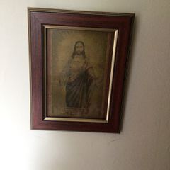Vintage Sacred Heart framed picture