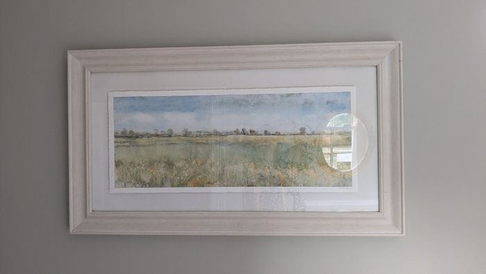 Framed landscape watercolour painting