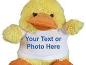 Personalised Duck Plush Toy with your text or photo great gift present for kids newborns