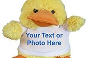 Personalised Duck Plush Toy with your text or photo great gift present for kids newborns