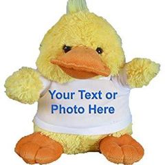 Personalised Duck Plush Toy with your text or photo great gift present for kids newborns