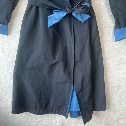Max Mara City Italian Reversible Wrap Trench Coat Navy Cornflower