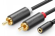 3.5mm Female to 2RCA Male Audio Adapter Cable