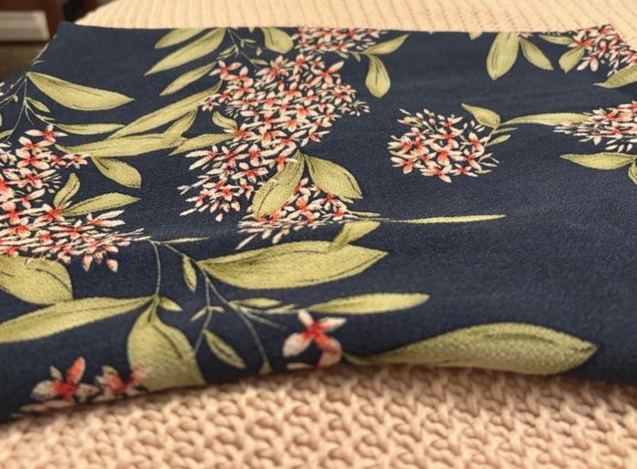 Navy Floral Crepe Fabric